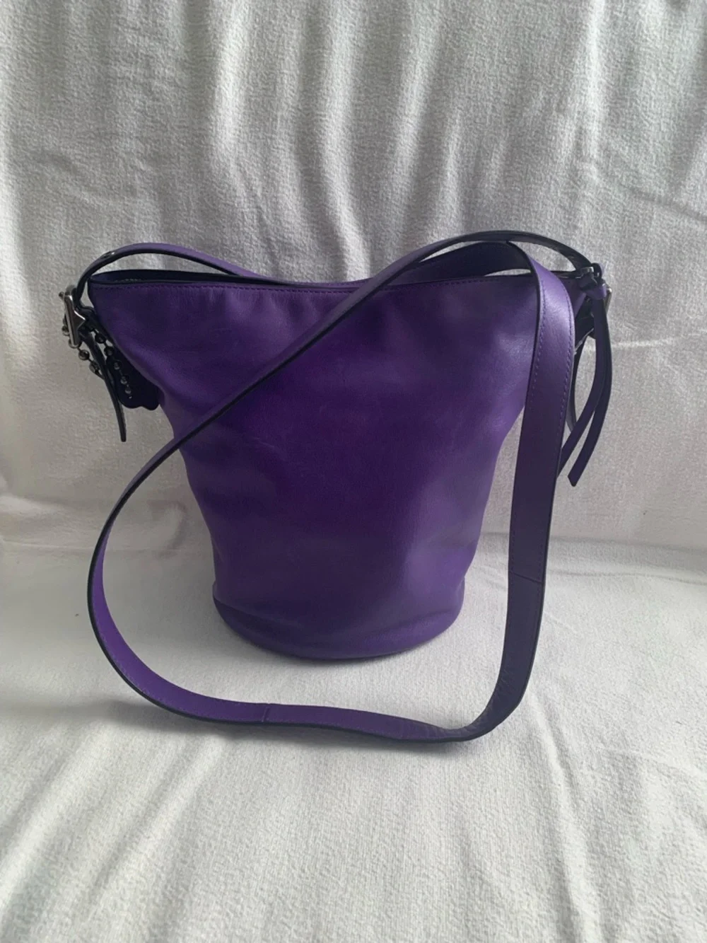 Vintage 2014 Coach Bleaker Sport Mini Duffle Purple Cross Body Bag - Picture 15 of 16